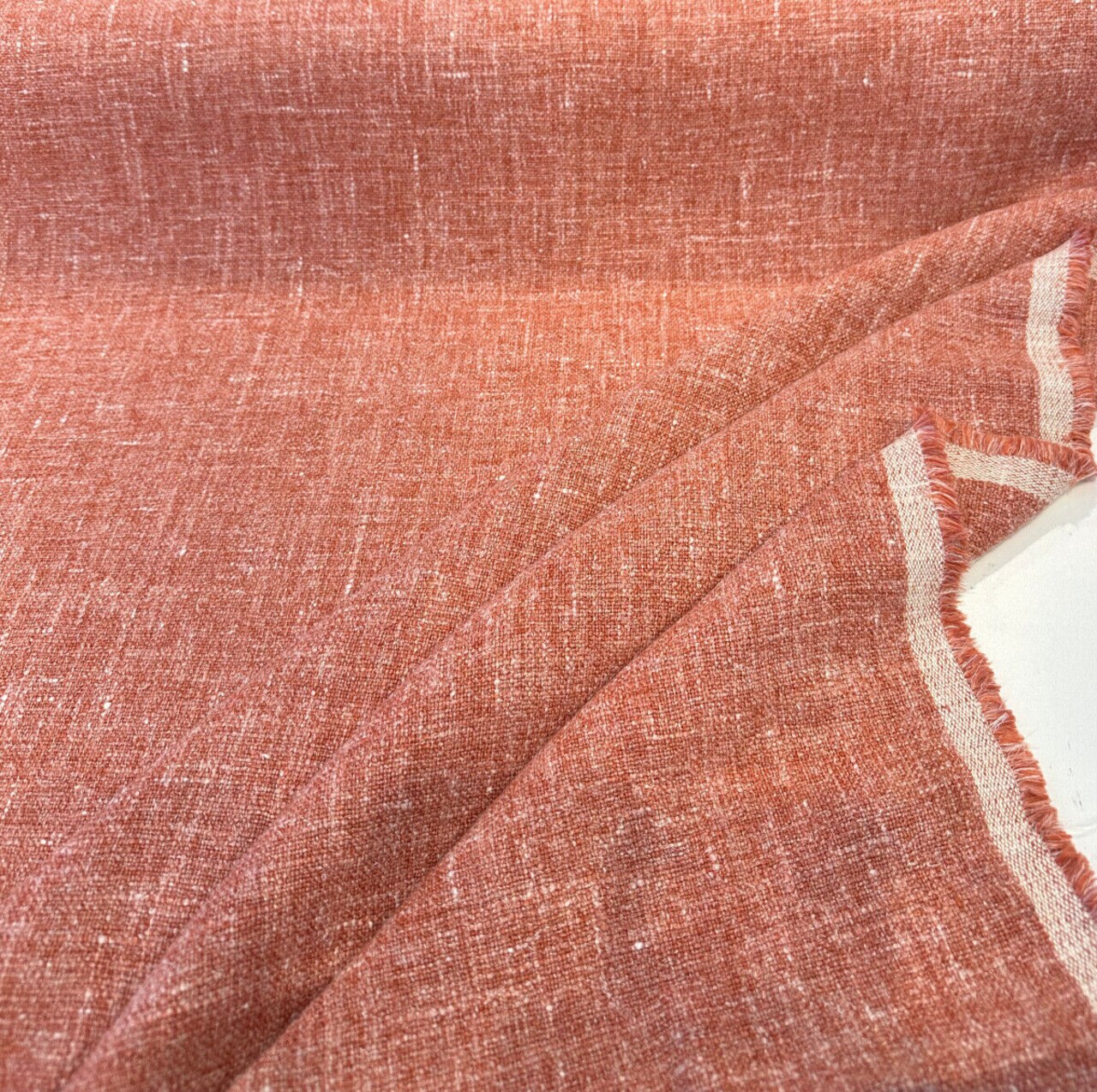 1 Yard Belgian Linen Melange Orange Pumpkin Upholstery Fabric 54 Inches Wide